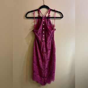 Free People Magenta Lace Halter Cocktail Dress, XS